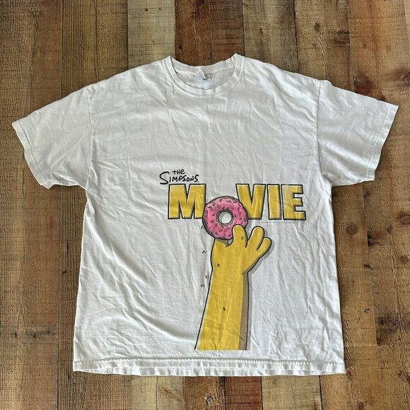 The Simpsons Movie Mens Size XL T-Shirt XL Hanes Heavyweight White 100% Cotton - Picture 1 of 8